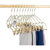 Koobay 16.5" Adult Gold Metal Clips Pants Coat Clothes Hangers,30 Pack Coat Suit Closet Storage Display,Space Saving Standard Size Adult Clothing for Home Garment Clothes Shop