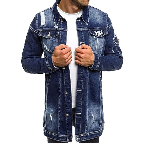 ZIYOU Demin Jacke Herren Herbst Winter Vintage Jeansjacke Mantel Streetwear Langarm Button-down Cardigan Oberteile Outwear fü