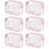 Suclain 6 Pack Halloween Ghost Makeup Bags, Pink Ghost Cosmetic Bags | Halloween Party Favors, Ghost PVC Waterproof Zipper Cosmetic Pouches, Toiletry Pouch for Women Travel, 7.9 x 5.9 x 2.4 Inches