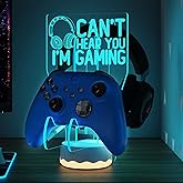 CoolGift Mart Light Up Headset and Controller Stand, 16 Colors 3D LED Lights Gamepad Headphone Holder with Remote Control, Game Controller Hanger for All Universal Gaming PC Accessories