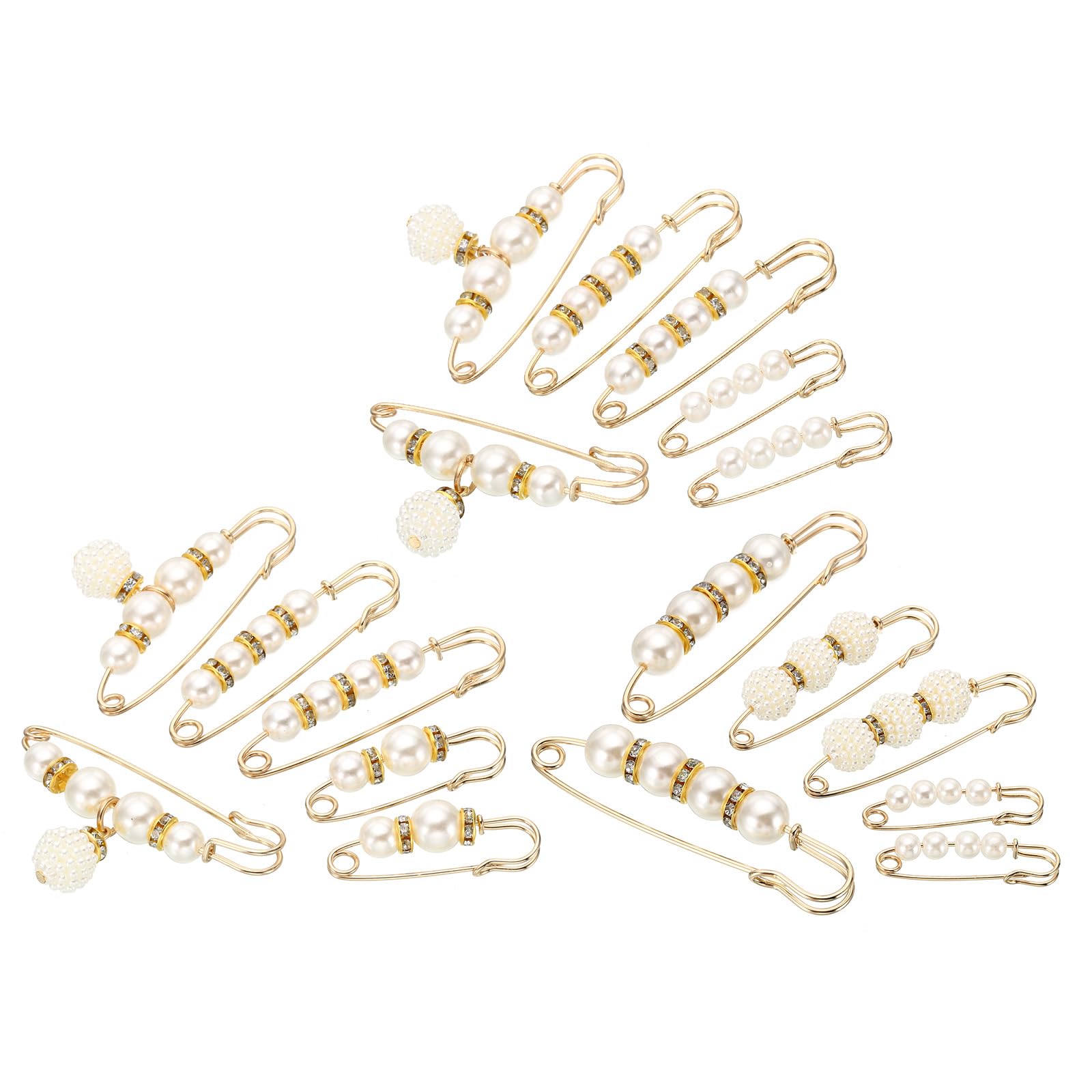 PATIKIL Decorative Clothing Pins, 6pcs Faux Pearl Brooch Pins, Metal, Classic Style, Beige