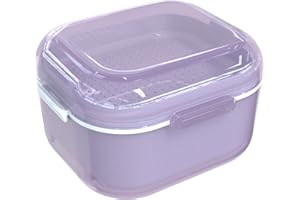 ARGOMAX Denture case, Denture Cup for Soaking dentures, Thorough Cleaning of dentures, Retainer, Mouthguards, Clear Braces (Purple).