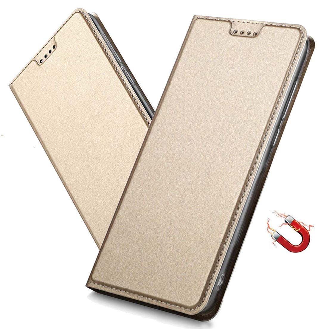 MRSTER Huawei P30 Pro Case, Huawei P30 Pro Premium PU Leather Cover with Hidden Magnetic Adsorption Shockproof Flip Wallet Case for Huawei P30 Pro. DT Gold