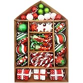 SVNVIOZ Christmas Ball Ornaments Set, Elf Boots Theme 70ct Classic Collection Splendor Red Green White Christmas Ball Ornaments, Shatterproof Xmas Balls for Christmas Tree Decoration
