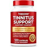 Happee Tinnitus Supplement for Ringing Ears, Bioflavonoids &amp; Ginkgo, 120ct | Daily Support for Inner Ear Health &amp; Microcirculation, Flavonoids Plus Essential Nutrients, NO Dyes, Clean Label