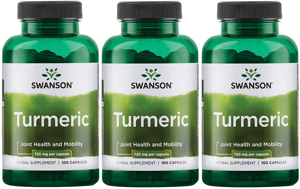 Swanson Turmeric Whole Root Powder, 720 mg, 100 Caps (3 Pack)