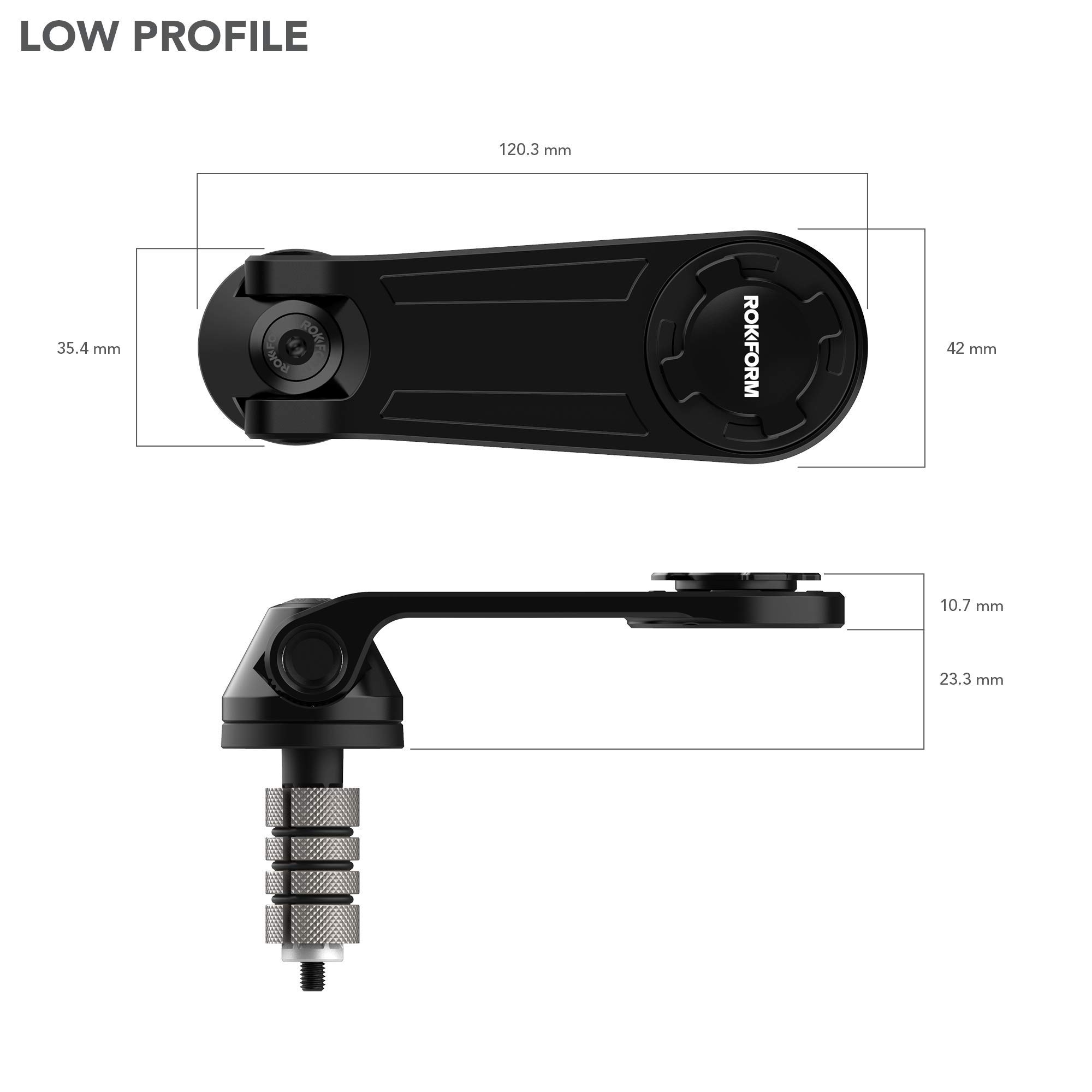 Rokform Pro Series Motorcycle Stem Mount, Fits Most Sport Bike Center Stems Measuring 12-24mm, Secures Phone RokLock Twist Lock and Built-in Magnet (Black)