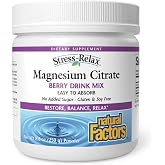 Natural Factors Magnesium Citrate Powder, Berry Flavor, 75 Servings | Easy-To-Absorb Magnesium Citrate Drink Mix to Support Relaxation, Restful Sleep, Natural Stress Response &amp; Muscle Function*