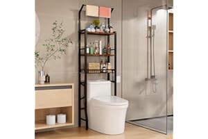 KABYTWO Over The Toilet Storage Cabinet, Over Toilet Bathroom Organizer 4-Tier Over Toilet Shelf Freestanding Space Saver Bathroom Shelves Above Toilet for Room, Black