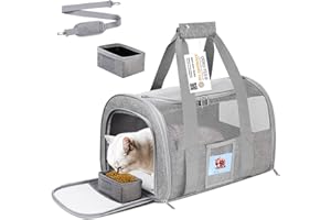 SECLATO Cat Carrier Pet Dog Carrier Airline Approved for Puppy Kitten Carriers Under 15lb, Collapsible Soft Sided TSA Approved Travel Carrier-Grey