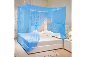 COZFUR Mosquito Netting for Bed Mosquiteros para Camas Rectangular Bed Canopy with One Opening Mosquito Bed Net for Camping Indoor Outdoor (Blue, L79 x W71 x H71 Inch)