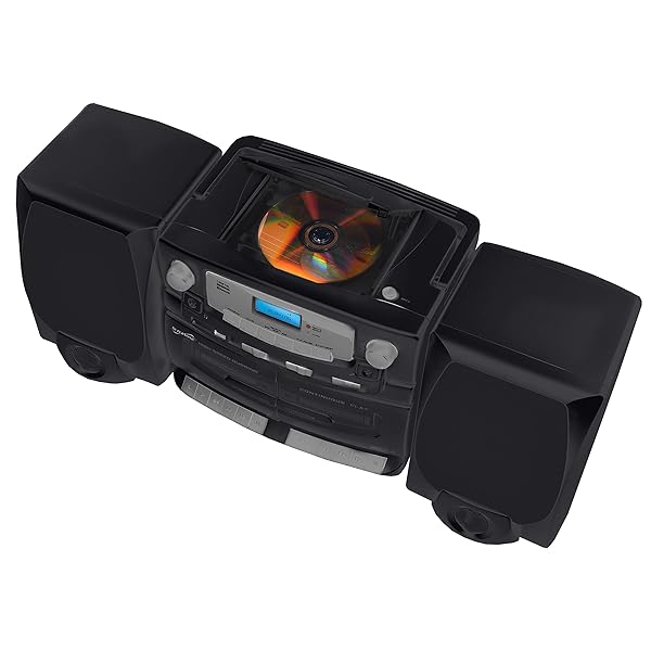 SUPERSONIC BLACK EDITION VINTAGE BLUETOOTH STEREO SYSTEM HOME MUSIC AUDIO SYSTEM,CD/MP3 PLAYER,AM/FM RADIO,DUAL CASSETTE PLAYER/REC USB INPUTS,DETACHABLE SPEAKERS,AC/DC,(REMOTE INCLUDED)MATTE BLACK