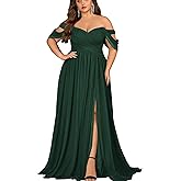 VOUIAO Women's Daily Plus Size Dresses A Line Chiffon Wedding Guest Bridesmaid Maxi Dress Prom Evening Party Cocktail Gown