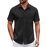 COOFANDY Mens Short Sleeve Button Down Shirts Casual Dress Shirt Untucked Shirts with Pocket