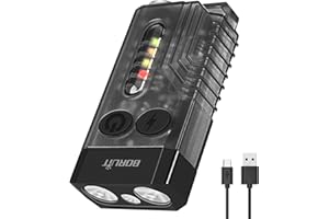 BORUIT V10 Small Powerful Keychain Flashlight with 365nm UV Red Green Blue Light,High Lumens 1000 LM USB C Rechargeable Mini Pocket LED EDC Flash Light-14 Modes,Tail Magnet,Beeping Sound,Black