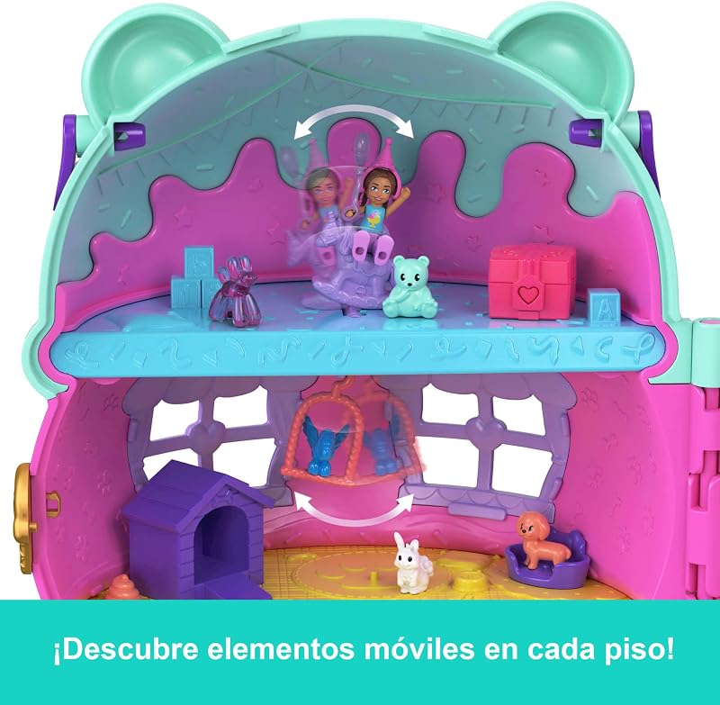 Polly Pocket Mini Dolls & Grande Ice Cream House Play set, Ice Bear Theme com mais de 25 acessórios, incluindo móveis, comida e animais de estimação, JKB89 — foto 5 de 6