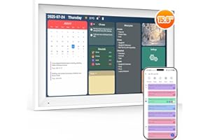 Micpop Digital Calendar 15.6" Smart Calendar&Chore Chart, 1920*1080 Interactive Touchscreen Electronic Calendar for Family Schedules, 64GB Wifi Meal Planner, Wall&Desk Mountable, 2025 Calendar-White