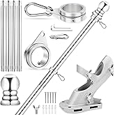REERON House Flag Pole Kit, 5 FT Metal Spinning Flag Poles Kit, 1" Tangle Free Stainless Steel Flagpole with 360° Flagpole Rings & 2-Position Bracket for Outside House Porch Wall Mount for 3x5 Flag