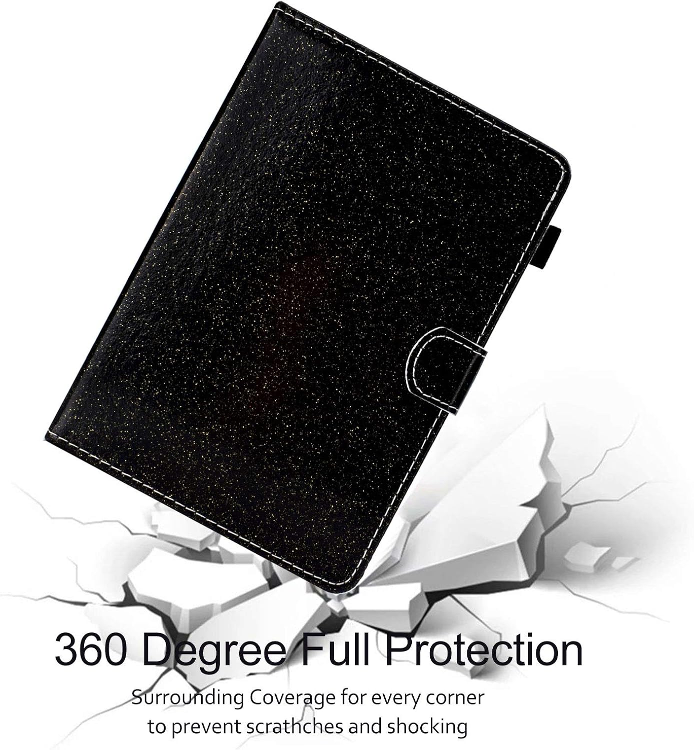 9.0-10.1 inch Universal Case, Dteck Glitter Synthetic Leather Case Cover for Apple iPad Air,New iPad 9.7 2017 2018, Samsung Galaxy Tab A 10.1/Tab E 9.6, RCA 10 Viking and More, Black - Image 5