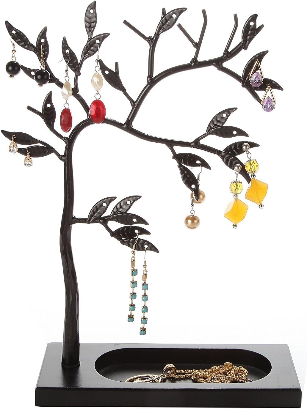 ARADLilGift Jewelry Organizer, Jewelry Tree, Jewelry Organizer for Hanging Necklaces, Bracelets & Earrings - Metal Jewelry Holder, Necklace Holder, Jewelry Storage for Women (Black Tree)
