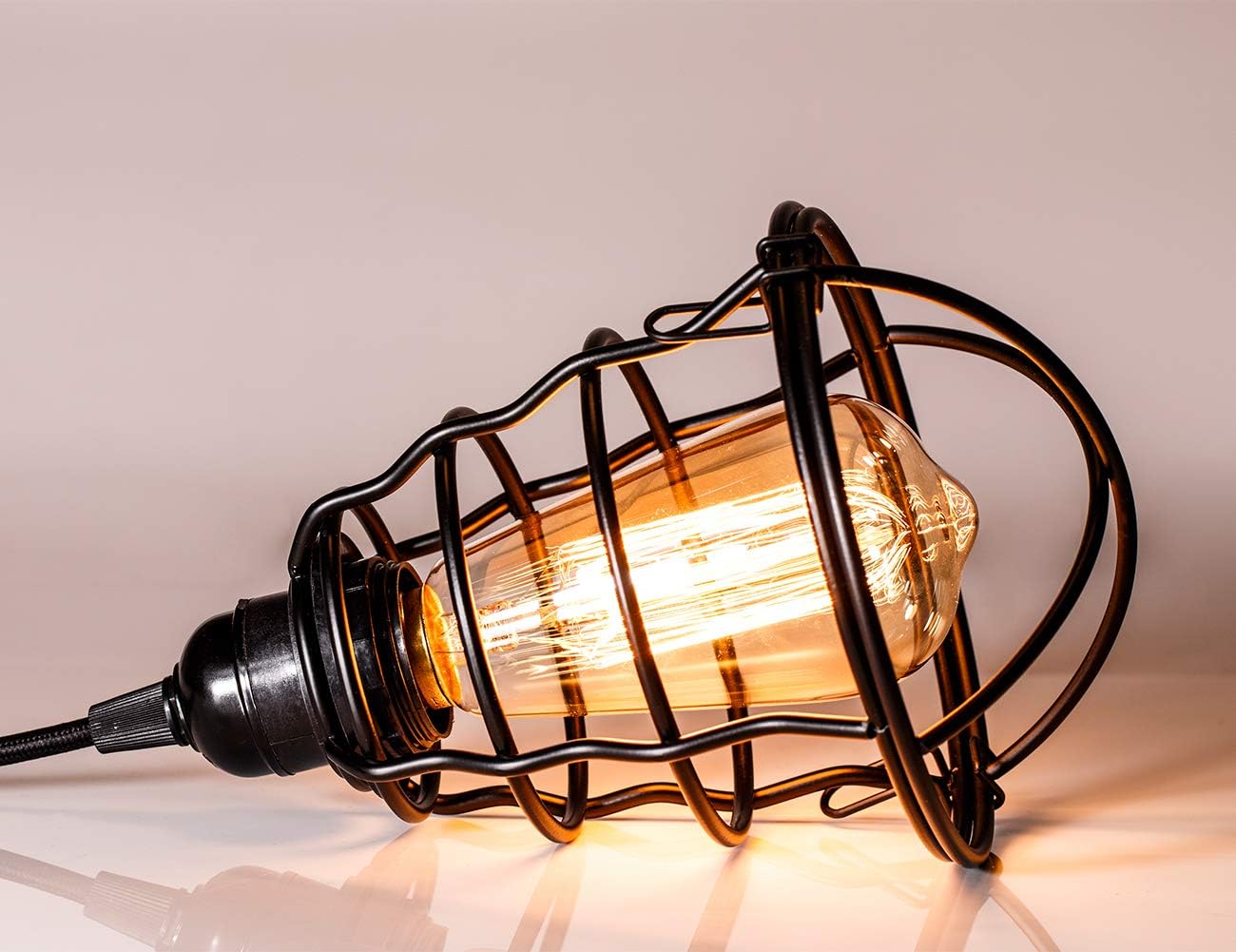 INNOCCY Industrial Plug in Pendant Light Vintage Hanging Cage Pendant Lighting E26 E27 Mini Pendant Light Edison Plug in Light Fixture On/Off Switch - - 