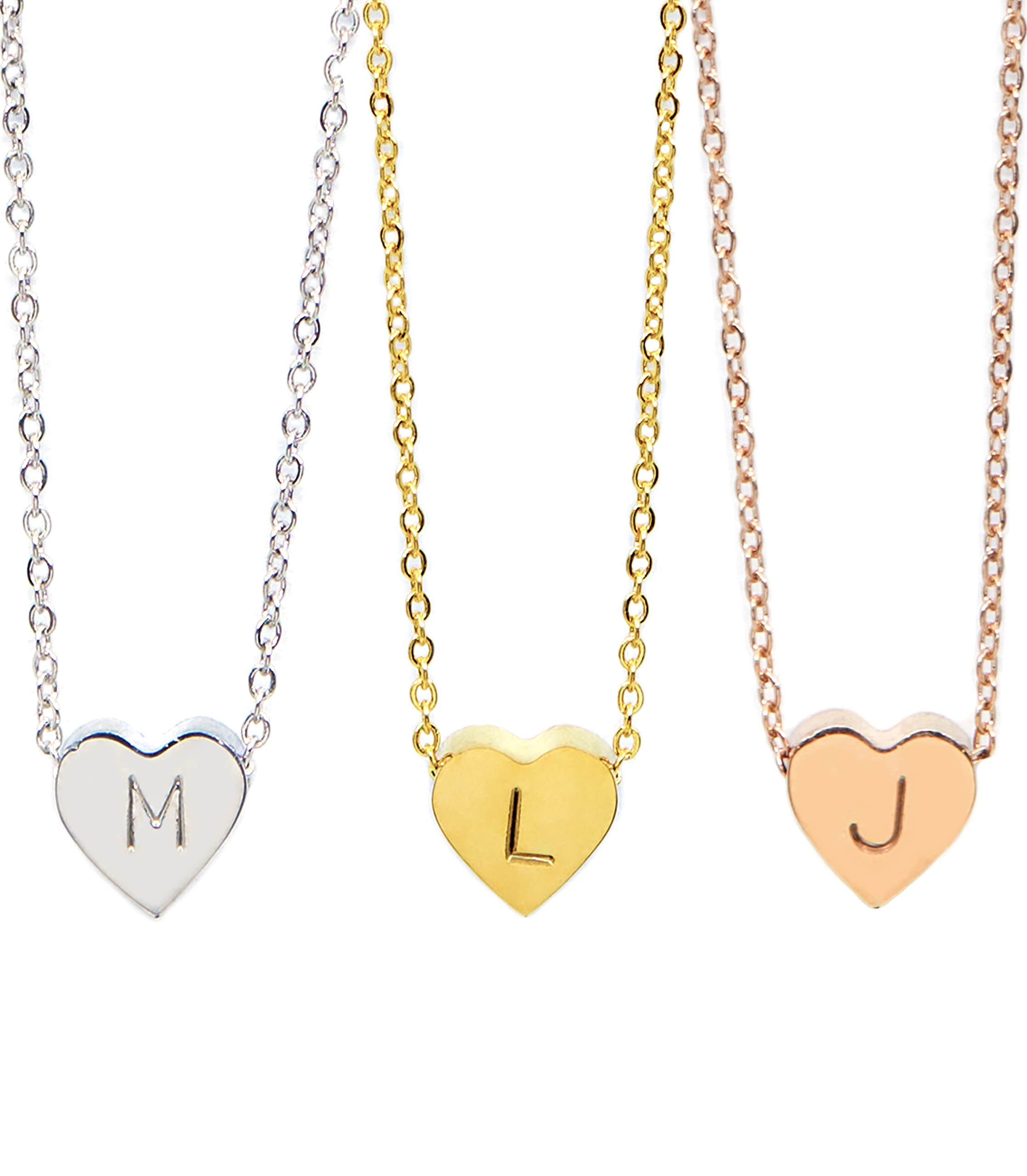 MignonandMignon Dainty Heart Initial Necklace Birthday Gift for Mom Women Anniversary Flower Girl Friendship Necklace for Bridesmaid -FHN