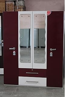 Shakti 3 Door Steel Wardrobe With Mirror And Drawer Black