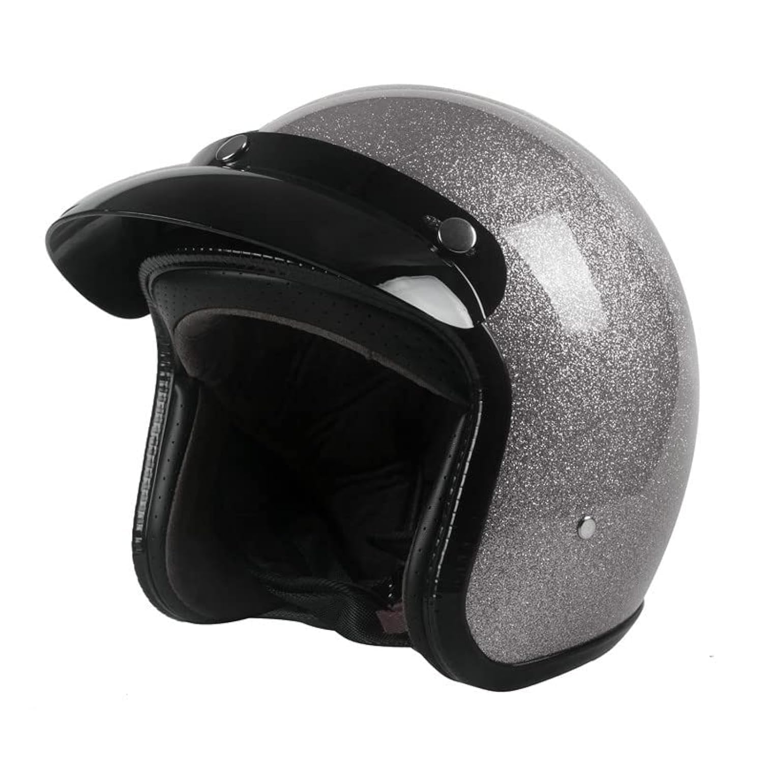 Photo 1 of Harssidanzar Retro Motorcycle Helmet 3/4 Open Face Helmet Vintage Style for Men Women,DOT Approved CU601,Sparkling Silver, Size M