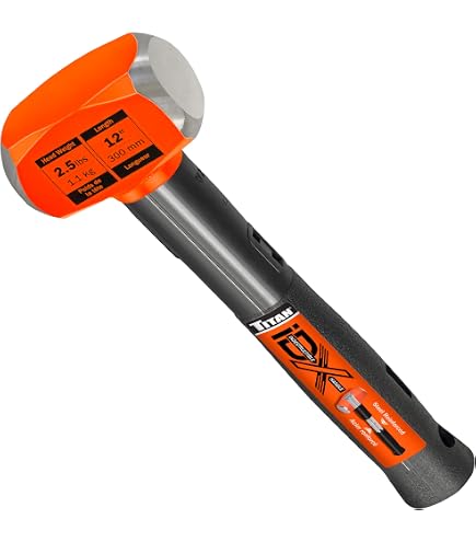 Titan Pro-X 63013 3lb Drilling Hammer, Dual-Face Sledge with Cross