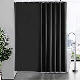 Furlinic Black Shower Curtain Extra Wide 244x200cm Waterproof 16 Hooks
