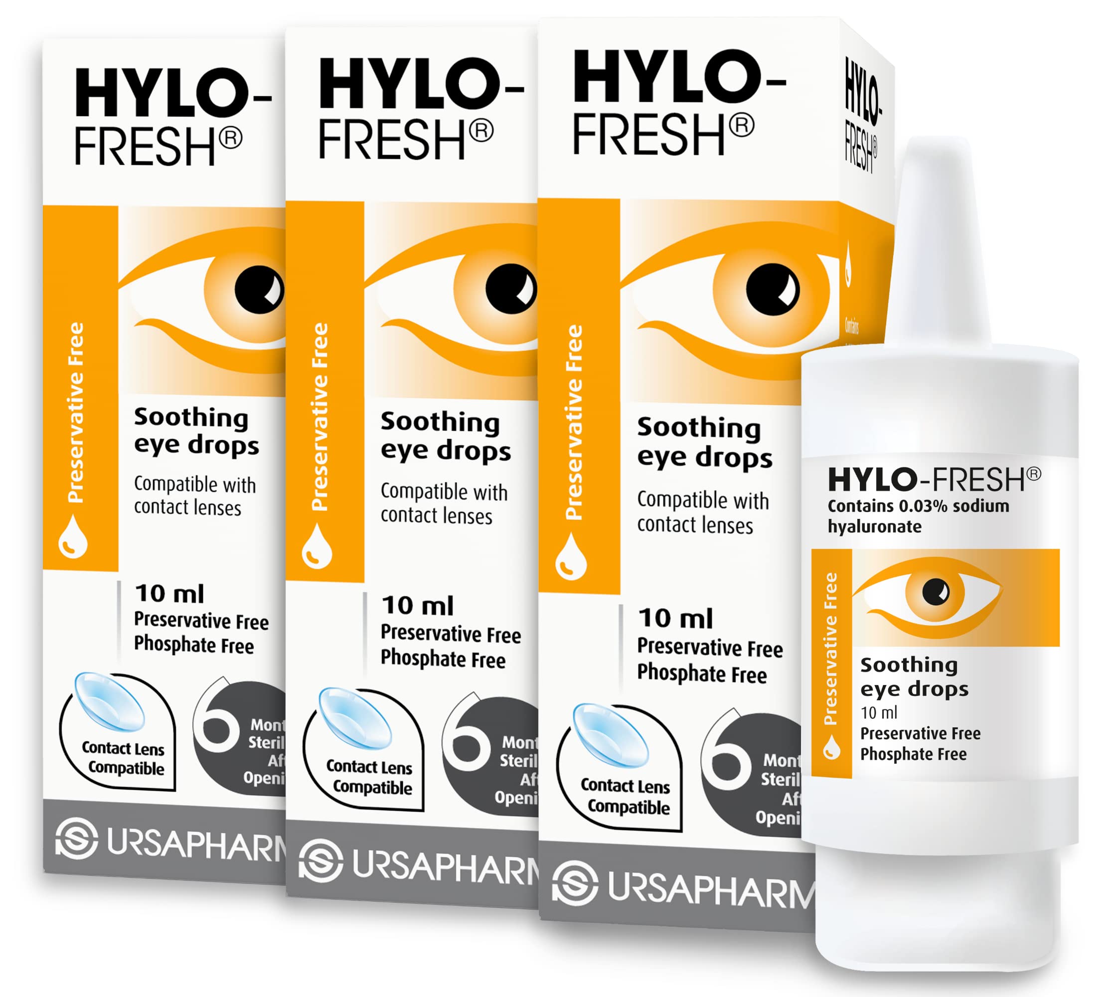 HYLO Fresh - Triple Pack – Preservative Free - Soothing, Lubricating Eyedrops for Irritated or Mild Dry Eye – 3x10ml