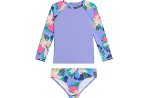 Kanu Surf Girls Long Sleeve Rashguard UPF 50 Two Piece Swim Set
