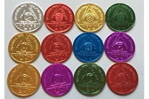 BRIGHT STAR PRESS SET of 12 Recovery AA Medallion / Coins BSP 24hr-11mo Commemorative