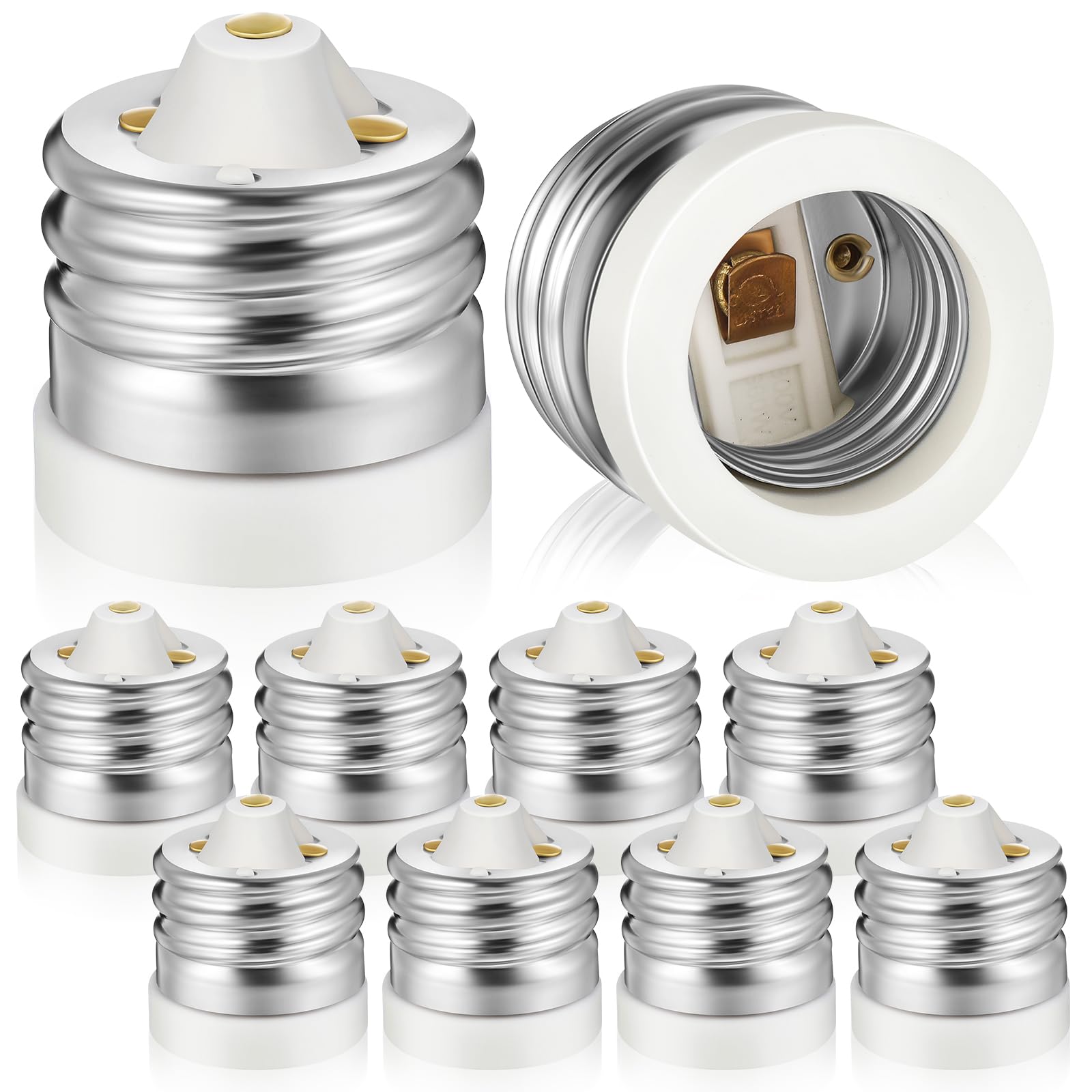Photo 1 of Glooglitter 8 Packs E39 to E26 Adapter Socket Converters, Ceramic Mogul E39 to Standard Medium E26 Base Light Bulb Socket Adapters Mogul Base Lamp Reducers, Maximum 660W and 200? Heat-Resistant