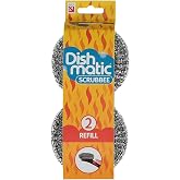 Pack of 2 Dishmatic Steel Scourer Refill Heads for Cleaning BBQ's, Hot Plates, Steel Pots &amp; Pans