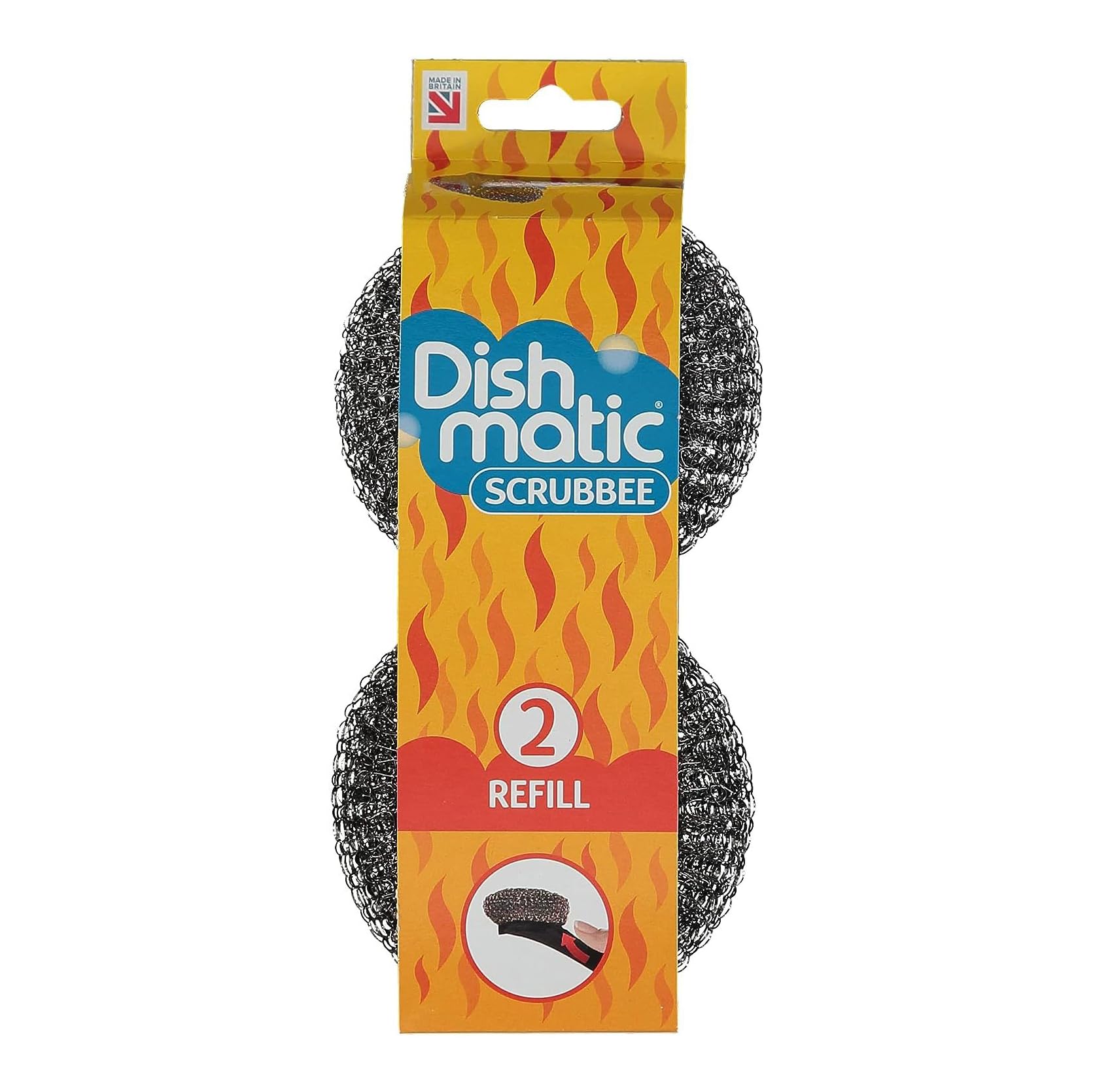 Pack of 2 Dishmatic Steel Scourer Refill Heads for Cleaning BBQ's, Hot Plates, Steel Pots & Pans