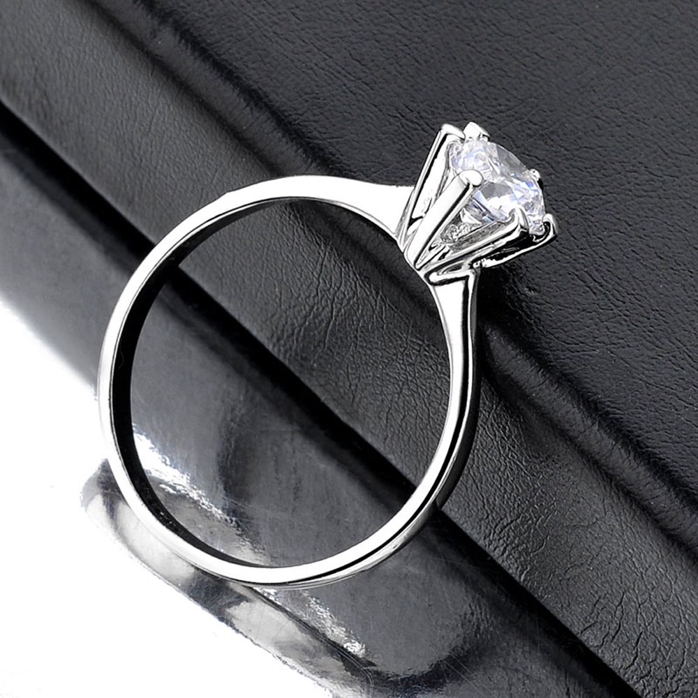 dnswez 18K White Gold Plate Promise Ring CZ Cubic Zirconia Engagement Wedding Rings for Women Girl Size: 8