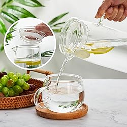 Hsei 2 Sets Glass Pitcher with Lid, 50 oz / 1500 ml
