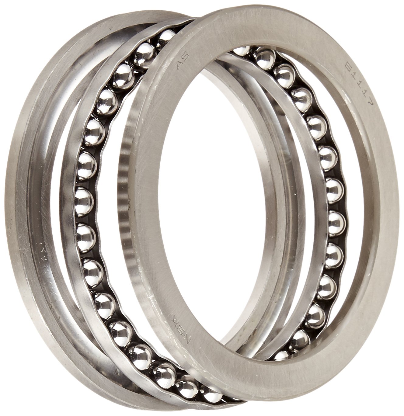 NSK 51117 Thrust Bearing, Single Row, 3 Piece, Grooved Race, Pressed