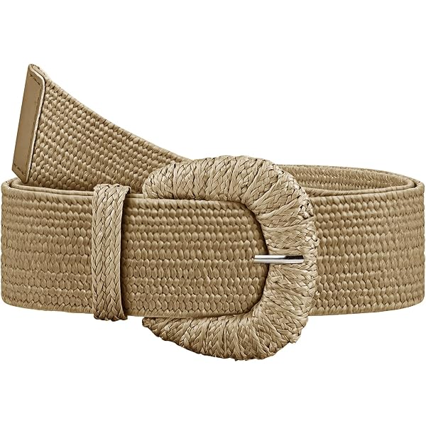 Pettata Straw Woven Elastic Belt for Women Dresses Wide Boho  display picture 1