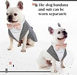 PUMYPOREITY Dog Tuxedo Set with Bandana Small Medium Large Grey S view 3