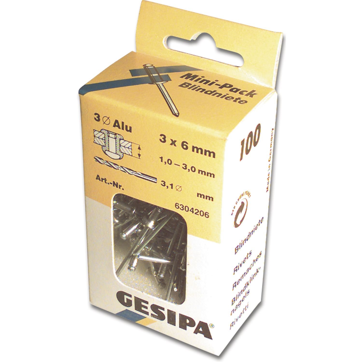 Gesipa Blind Rivets 4 x 12 mm (Pack of 100 6304257