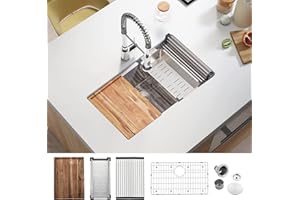 ATTOP 30 Inch Workstation Undermount Kitchen Sink,Stainless Steel Kitchen Sink Single Bowl workstation Ledge Undermount Sink