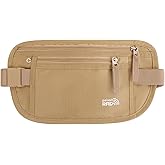 paissit Small Unisex Money Belt For Men and Women, Slim Passport Holder RFID Blocking Travel Essentials Pouch with Adjustable Strap Small Waist Pouch for Workout Running Travelling Hiking(Beige)