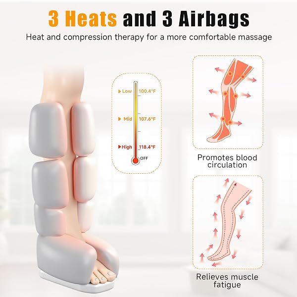 BANSPOL LEG MASSAGER WITH HEAT AND COMPRESSION, FOOT AND CALF MASSAGER FOR CIRCULATION AND PAIN RELIEF, COMPRESSION BOOTS WITH HANDHELD CONTROLLER, 6 MODES 3 INTENSITIES, GIFT FOR MOM DAD