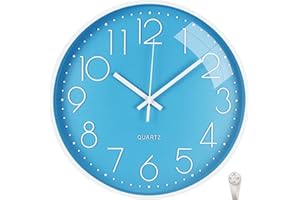 TOPPTIK 12 Inch Wall Clock Non Ticking Silent, Round Clock Quartz Battery Operated, Easy to Read for Home Living Room Office 