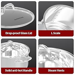 SUNHOUSE Stainless Steel Stock Pot - 11 Quart