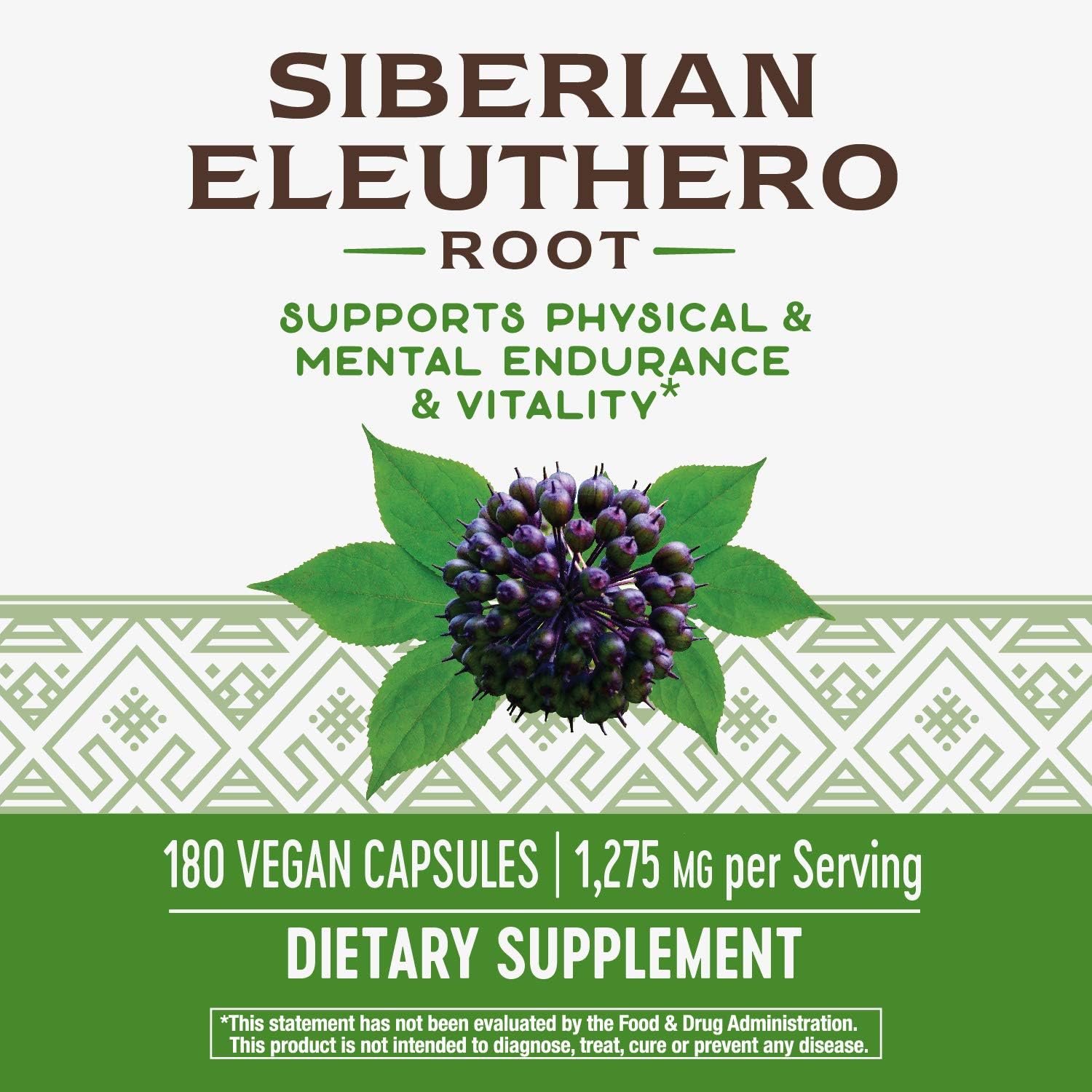 Nature's Way Premium Herbal Siberian Eleuthero, 1,275 mg per serving, 180 Capsules: Health & Personal Care
