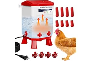 GANGGEND Heated Chicken Waterer, 3 Gallon Thermostatic Poultry Drinker with 4 Nipples, Outdoor Winter Water Heater with Leg Base for Chickens, Ducks, Geese, Turkeys, Anti-Freeze Automatic Watering System