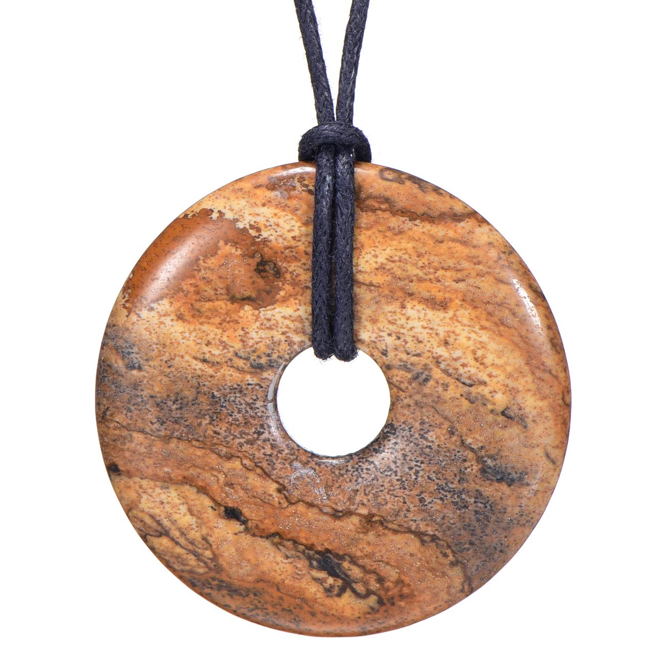 Morella Women's Necklace 31.5 inch - 80 cm Gemstone Donut gem Pendant Picture Jasper in a Velvet Bag — image 1